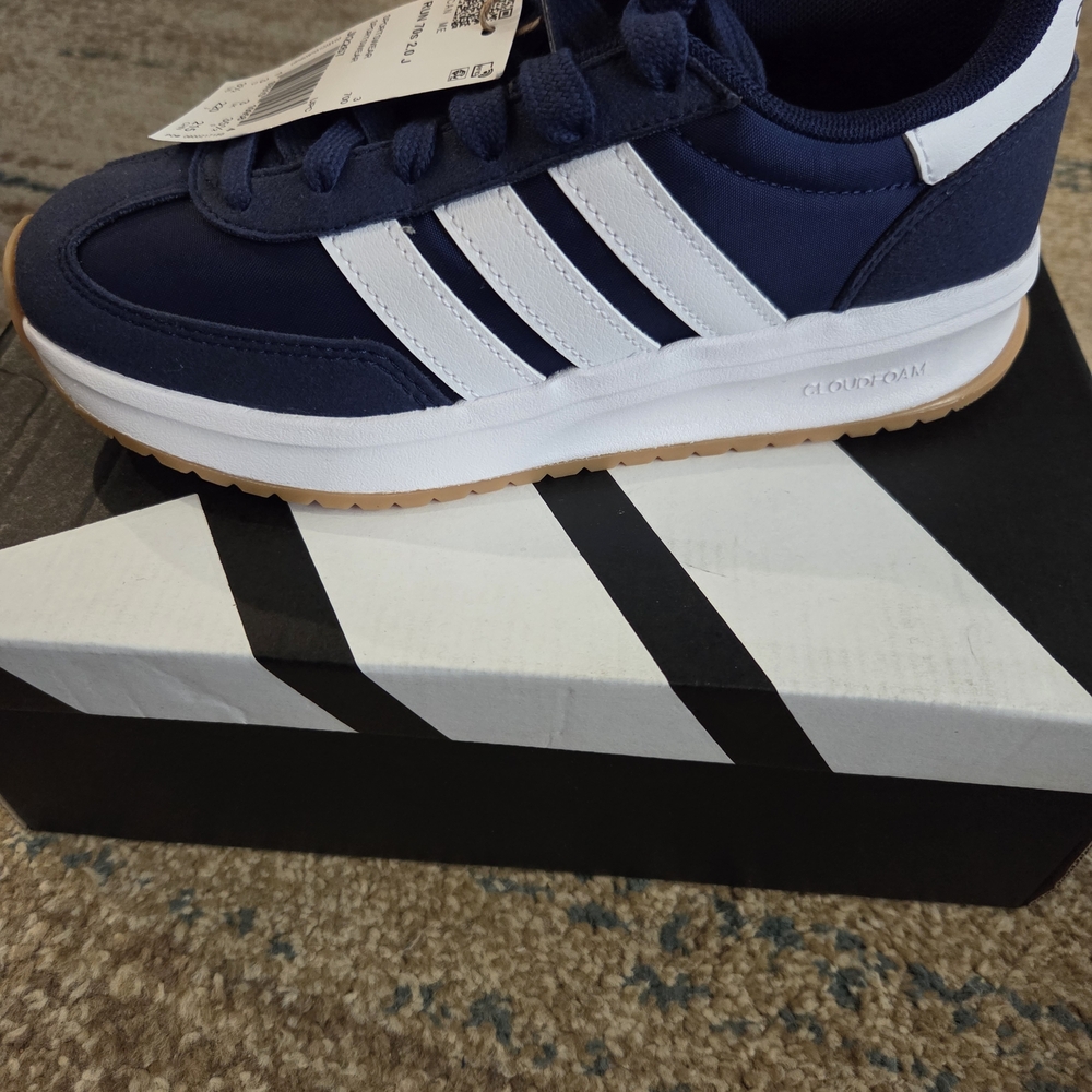 Adidas Kids Navy and White Sneakers